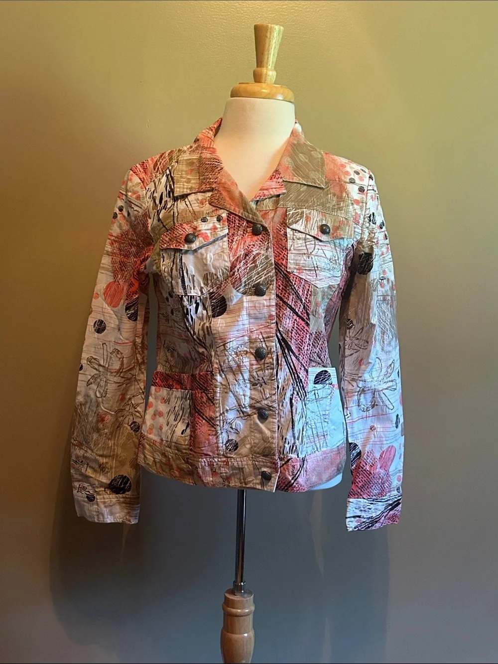 NWT Christopher & Banks Red and Tan Jean Jacket